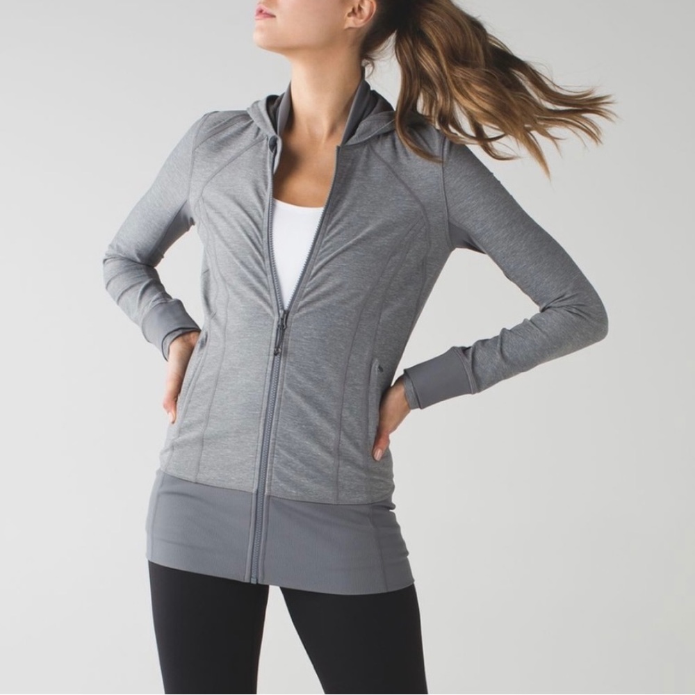 Lululemon Daily Practice Jacket, Full Zip & Hooded, Heathered Slate Gray, Sz 10